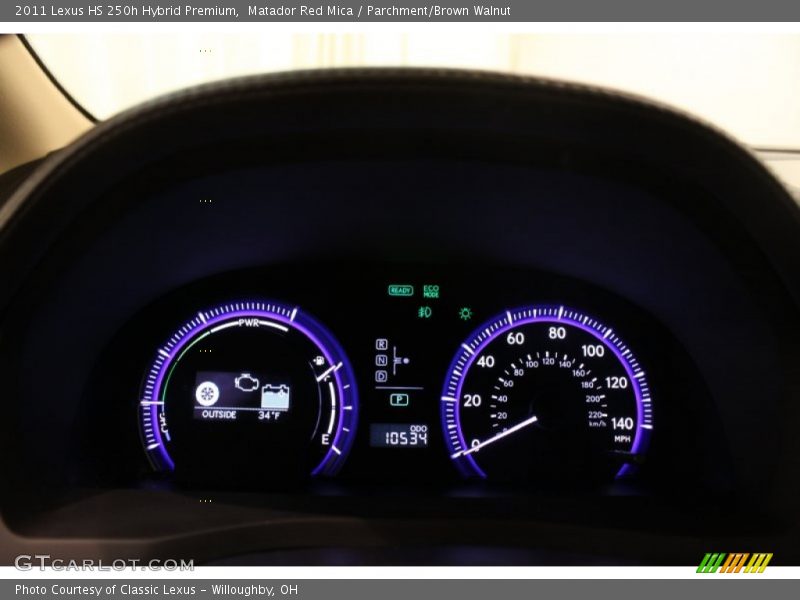 Matador Red Mica / Parchment/Brown Walnut 2011 Lexus HS 250h Hybrid Premium