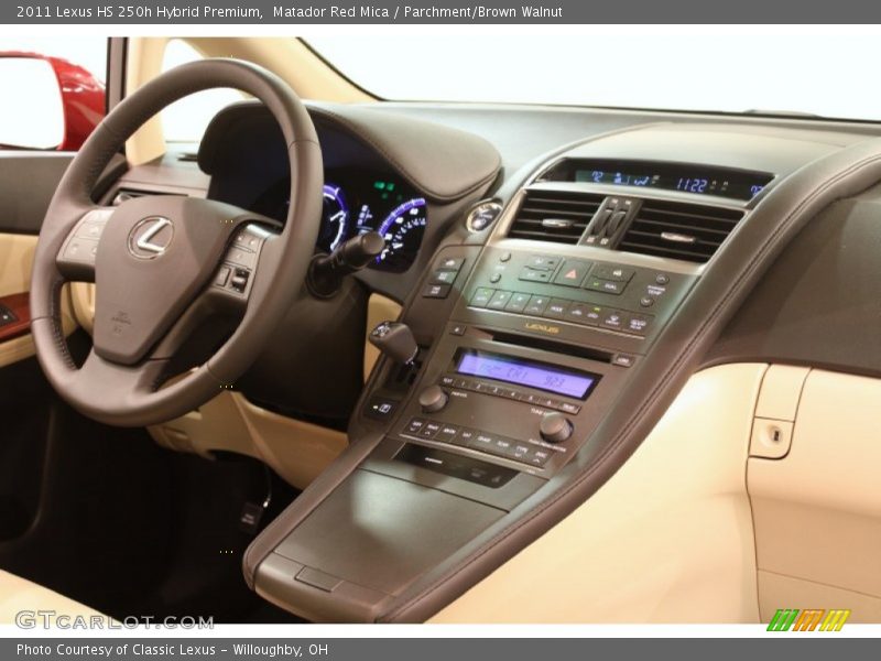 Matador Red Mica / Parchment/Brown Walnut 2011 Lexus HS 250h Hybrid Premium