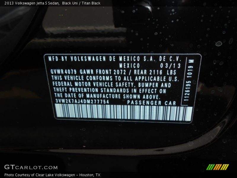 Black Uni / Titan Black 2013 Volkswagen Jetta S Sedan