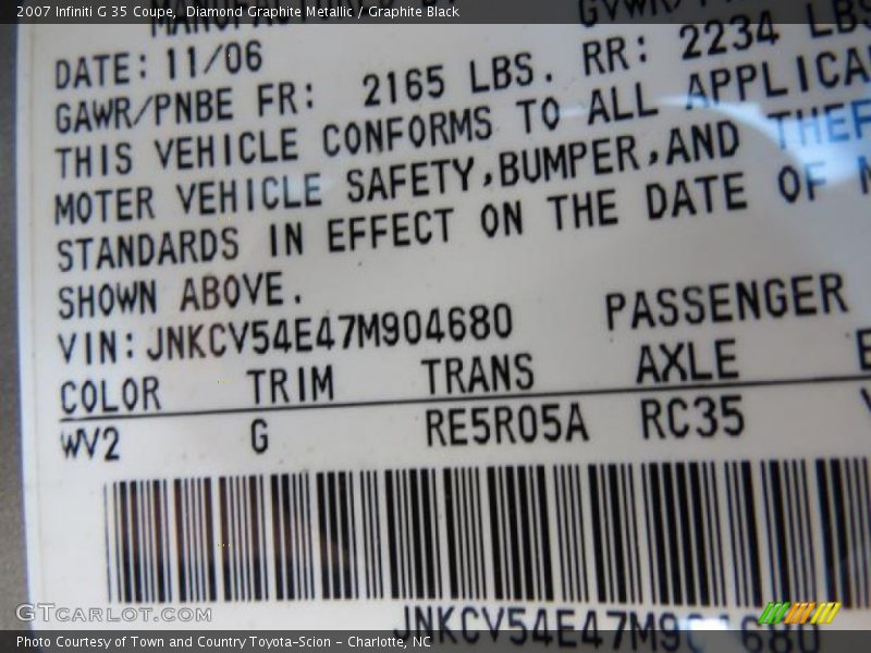 Diamond Graphite Metallic / Graphite Black 2007 Infiniti G 35 Coupe