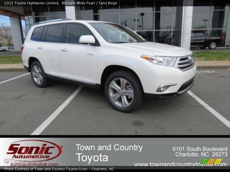 Blizzard White Pearl / Sand Beige 2013 Toyota Highlander Limited