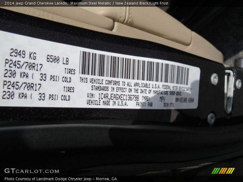 2014 Grand Cherokee Laredo Maximum Steel Metallic Color Code PAR