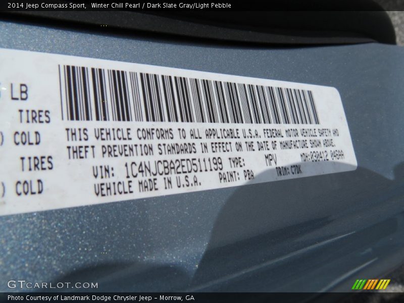 Winter Chill Pearl / Dark Slate Gray/Light Pebble 2014 Jeep Compass Sport