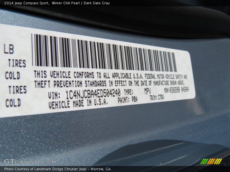 2014 Compass Sport Winter Chill Pearl Color Code PBA