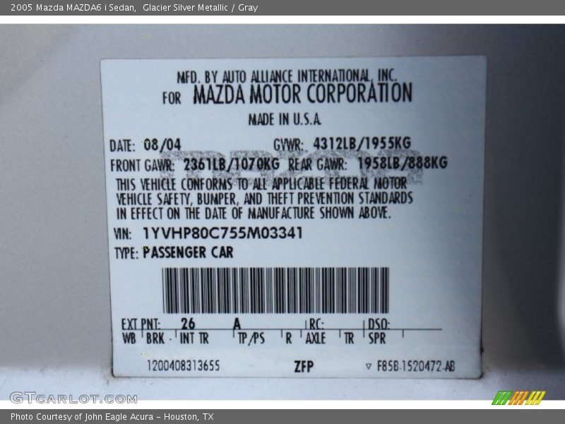 Glacier Silver Metallic / Gray 2005 Mazda MAZDA6 i Sedan