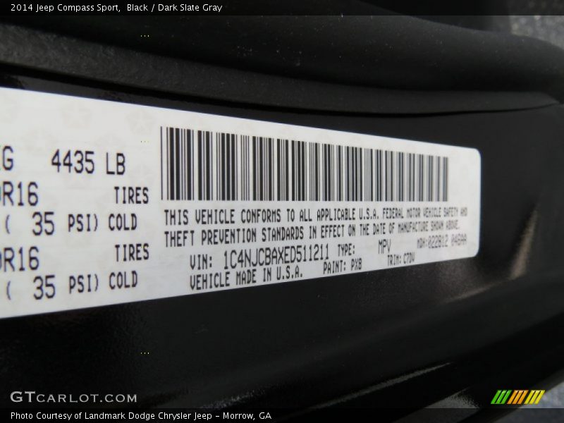 Black / Dark Slate Gray 2014 Jeep Compass Sport