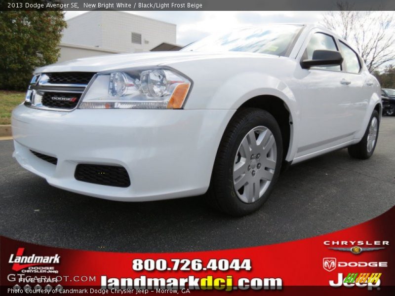 New Bright White / Black/Light Frost Beige 2013 Dodge Avenger SE