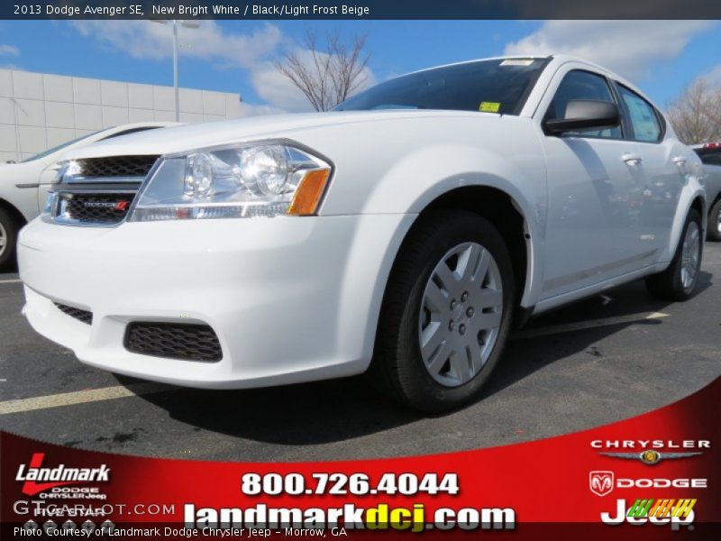 New Bright White / Black/Light Frost Beige 2013 Dodge Avenger SE