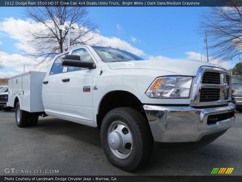 Bright White / Dark Slate/Medium Graystone 2012 Dodge Ram 3500 HD ST Crew Cab 4x4 Dually Utility Truck