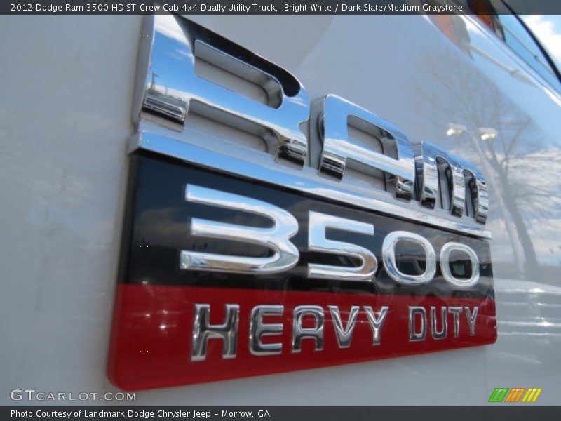 Bright White / Dark Slate/Medium Graystone 2012 Dodge Ram 3500 HD ST Crew Cab 4x4 Dually Utility Truck