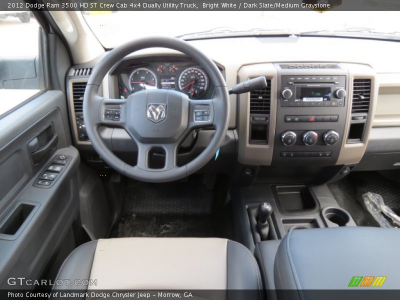 Bright White / Dark Slate/Medium Graystone 2012 Dodge Ram 3500 HD ST Crew Cab 4x4 Dually Utility Truck