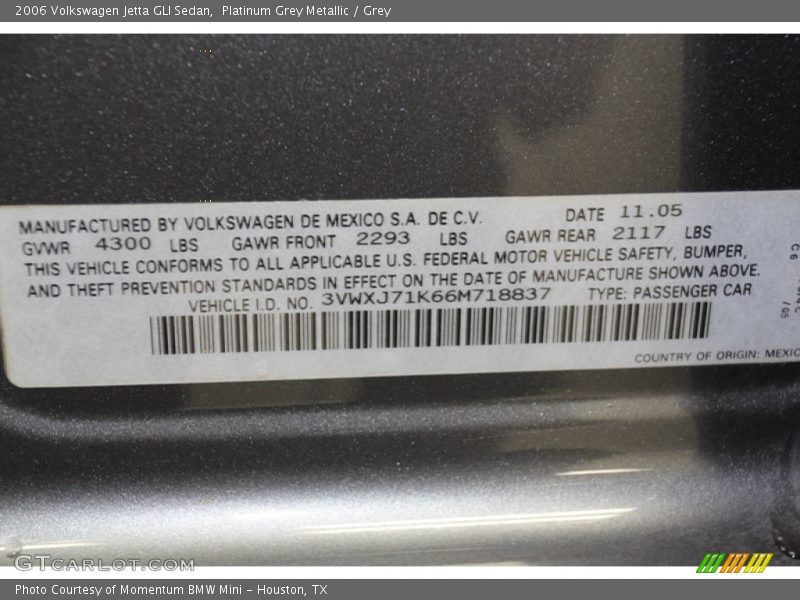 Platinum Grey Metallic / Grey 2006 Volkswagen Jetta GLI Sedan