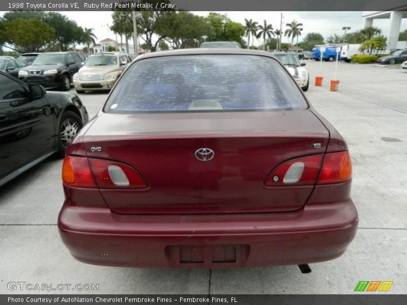 Ruby Red Pearl Metallic / Gray 1998 Toyota Corolla VE