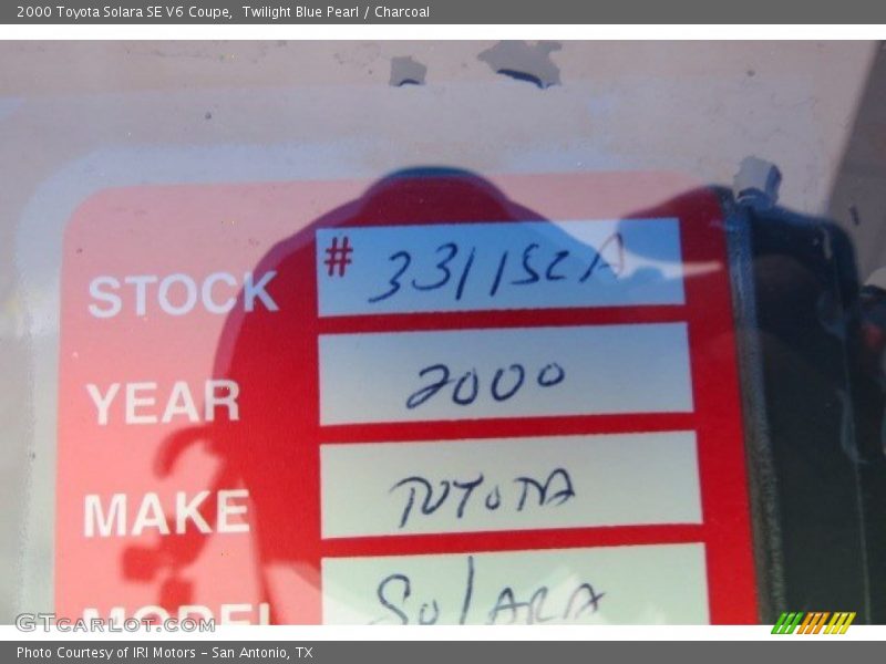 Twilight Blue Pearl / Charcoal 2000 Toyota Solara SE V6 Coupe