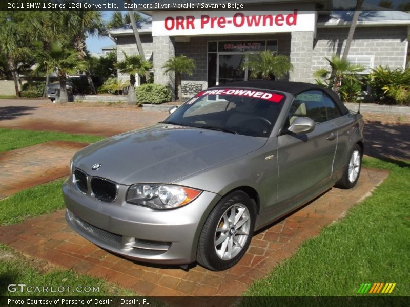Cashmere Silver Metallic / Savanna Beige 2011 BMW 1 Series 128i Convertible