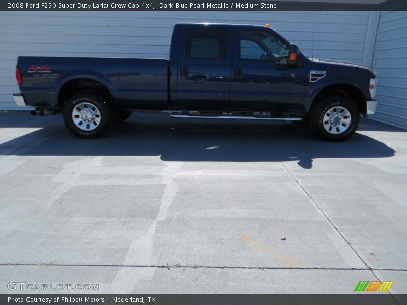 Dark Blue Pearl Metallic / Medium Stone 2008 Ford F250 Super Duty Lariat Crew Cab 4x4