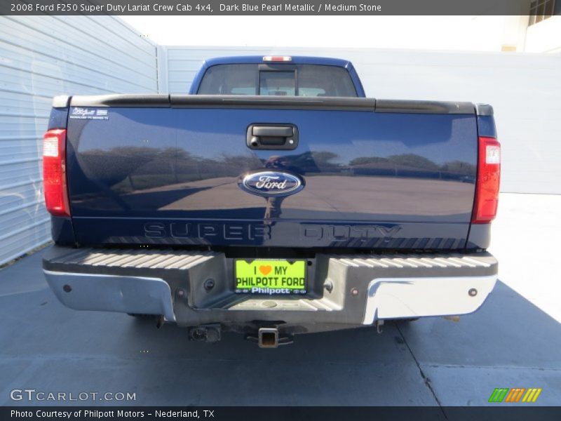 Dark Blue Pearl Metallic / Medium Stone 2008 Ford F250 Super Duty Lariat Crew Cab 4x4