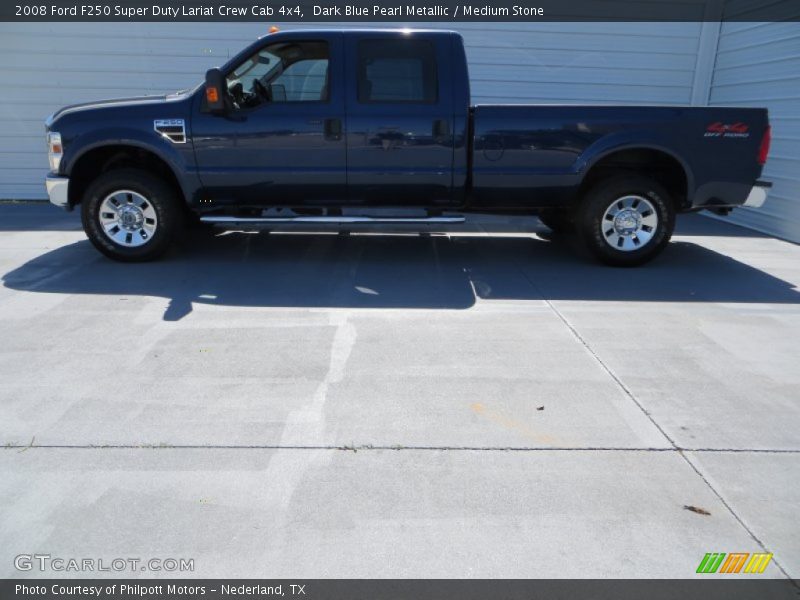 Dark Blue Pearl Metallic / Medium Stone 2008 Ford F250 Super Duty Lariat Crew Cab 4x4