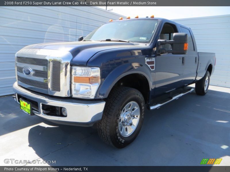Dark Blue Pearl Metallic / Medium Stone 2008 Ford F250 Super Duty Lariat Crew Cab 4x4