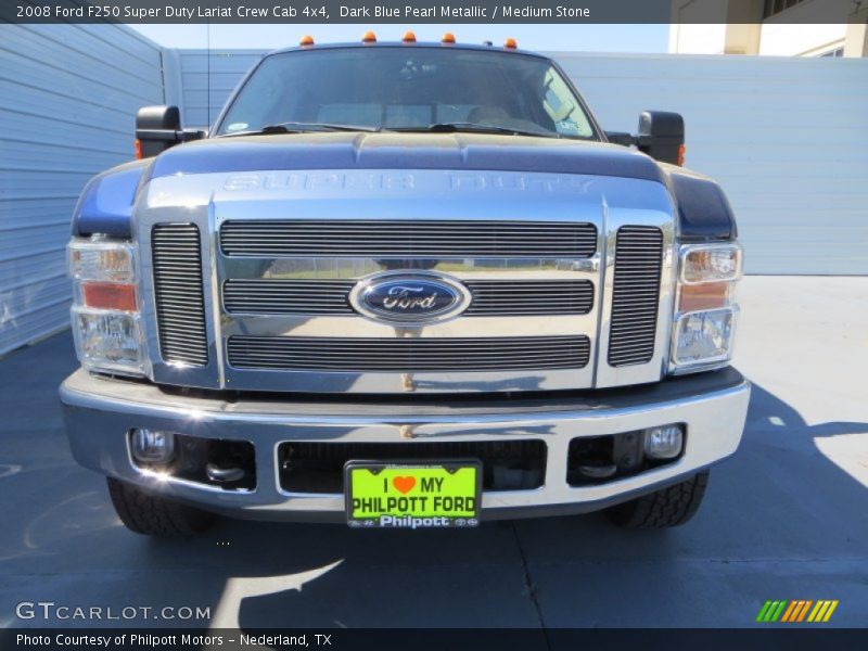 Dark Blue Pearl Metallic / Medium Stone 2008 Ford F250 Super Duty Lariat Crew Cab 4x4