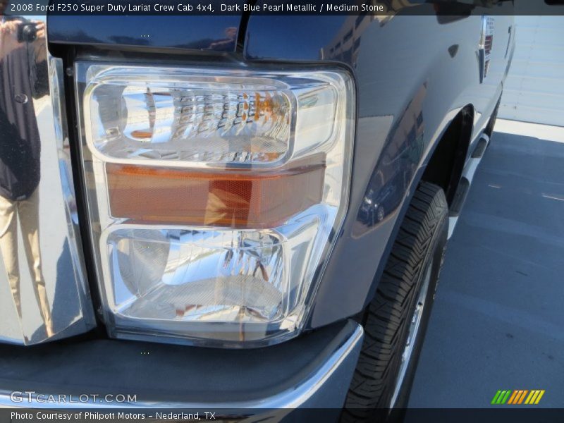 Dark Blue Pearl Metallic / Medium Stone 2008 Ford F250 Super Duty Lariat Crew Cab 4x4