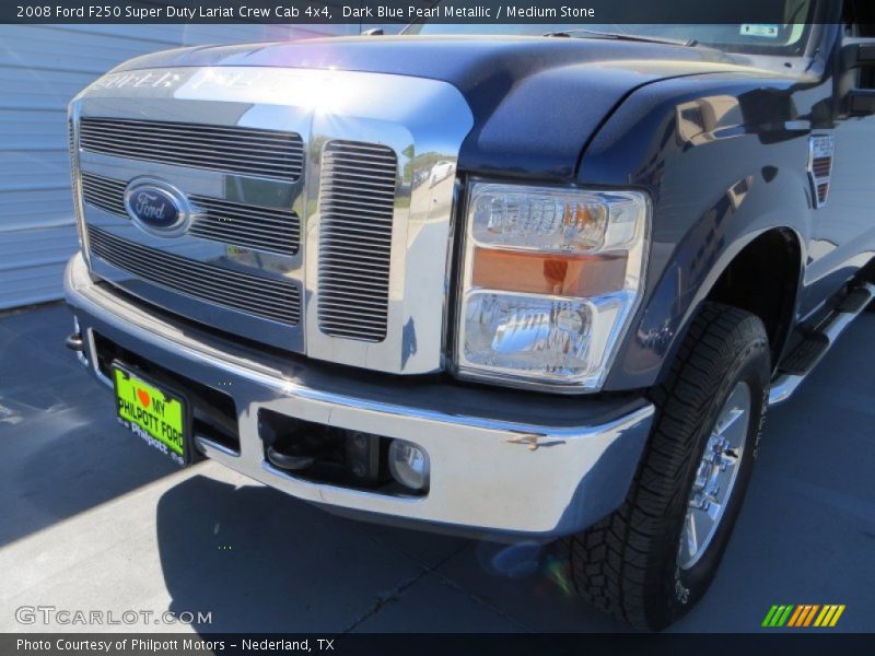 Dark Blue Pearl Metallic / Medium Stone 2008 Ford F250 Super Duty Lariat Crew Cab 4x4