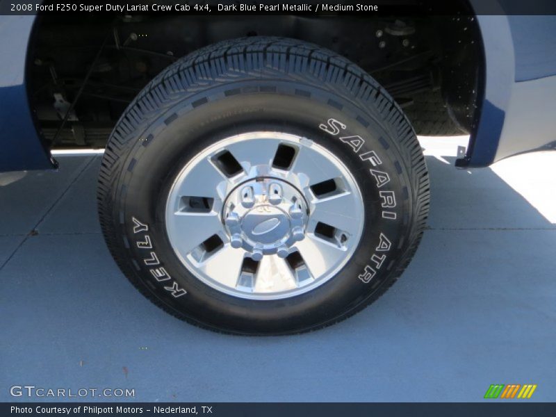 Dark Blue Pearl Metallic / Medium Stone 2008 Ford F250 Super Duty Lariat Crew Cab 4x4