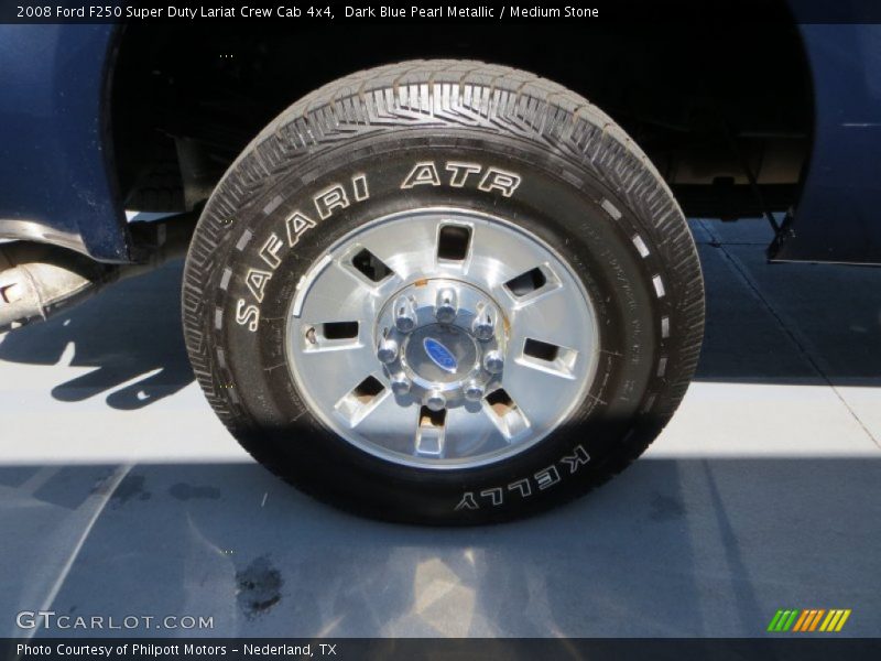Dark Blue Pearl Metallic / Medium Stone 2008 Ford F250 Super Duty Lariat Crew Cab 4x4