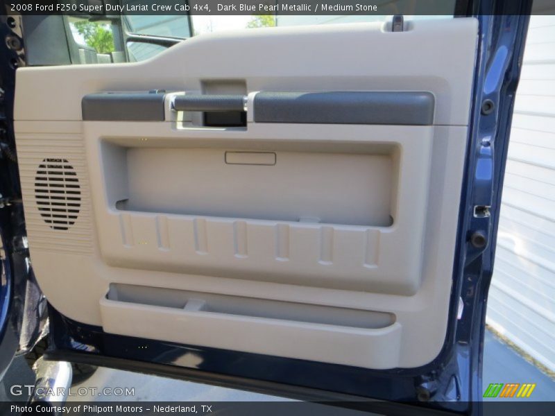 Dark Blue Pearl Metallic / Medium Stone 2008 Ford F250 Super Duty Lariat Crew Cab 4x4