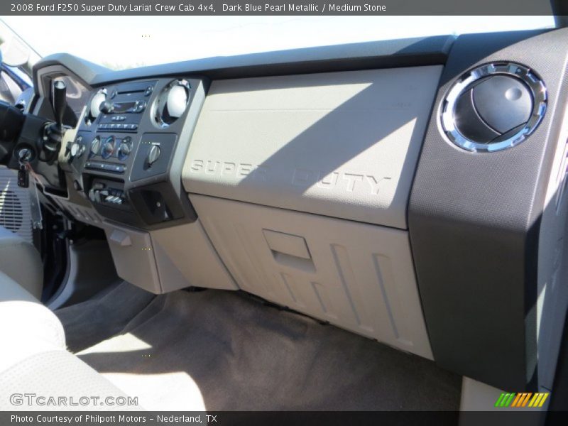 Dark Blue Pearl Metallic / Medium Stone 2008 Ford F250 Super Duty Lariat Crew Cab 4x4