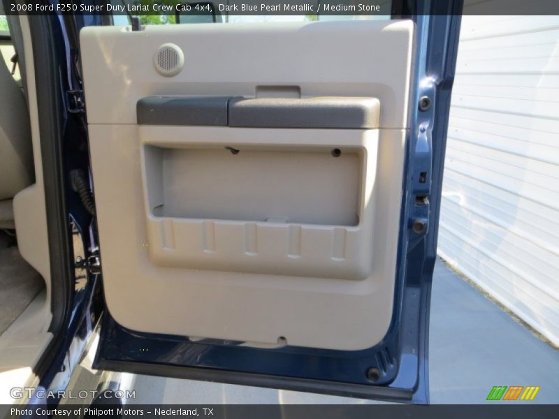 Dark Blue Pearl Metallic / Medium Stone 2008 Ford F250 Super Duty Lariat Crew Cab 4x4