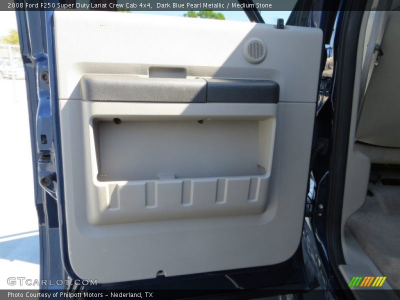 Dark Blue Pearl Metallic / Medium Stone 2008 Ford F250 Super Duty Lariat Crew Cab 4x4