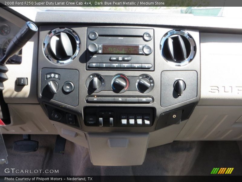 Dark Blue Pearl Metallic / Medium Stone 2008 Ford F250 Super Duty Lariat Crew Cab 4x4