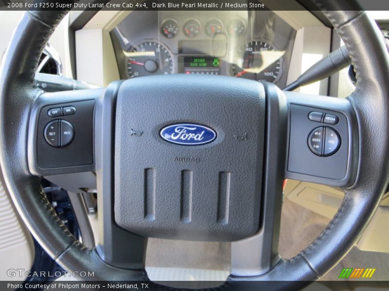 Dark Blue Pearl Metallic / Medium Stone 2008 Ford F250 Super Duty Lariat Crew Cab 4x4