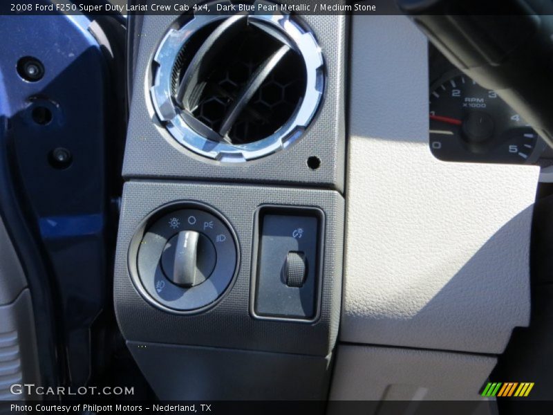Dark Blue Pearl Metallic / Medium Stone 2008 Ford F250 Super Duty Lariat Crew Cab 4x4
