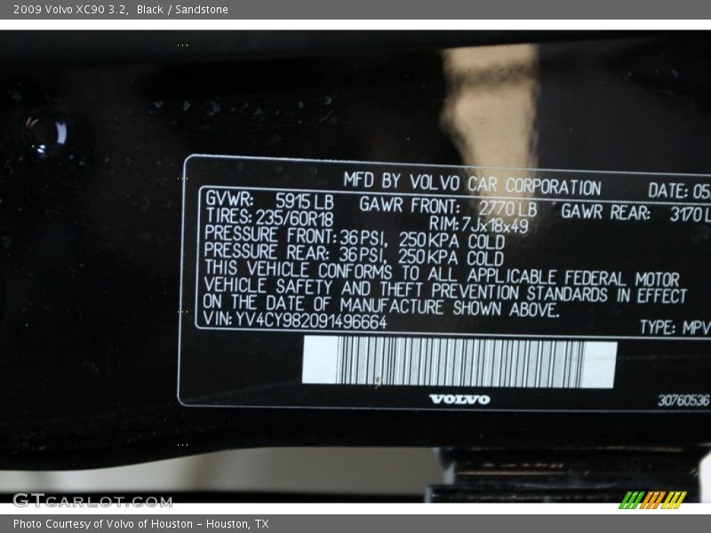 Black / Sandstone 2009 Volvo XC90 3.2