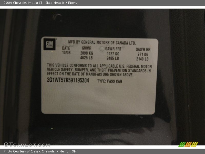 Slate Metallic / Ebony 2009 Chevrolet Impala LT