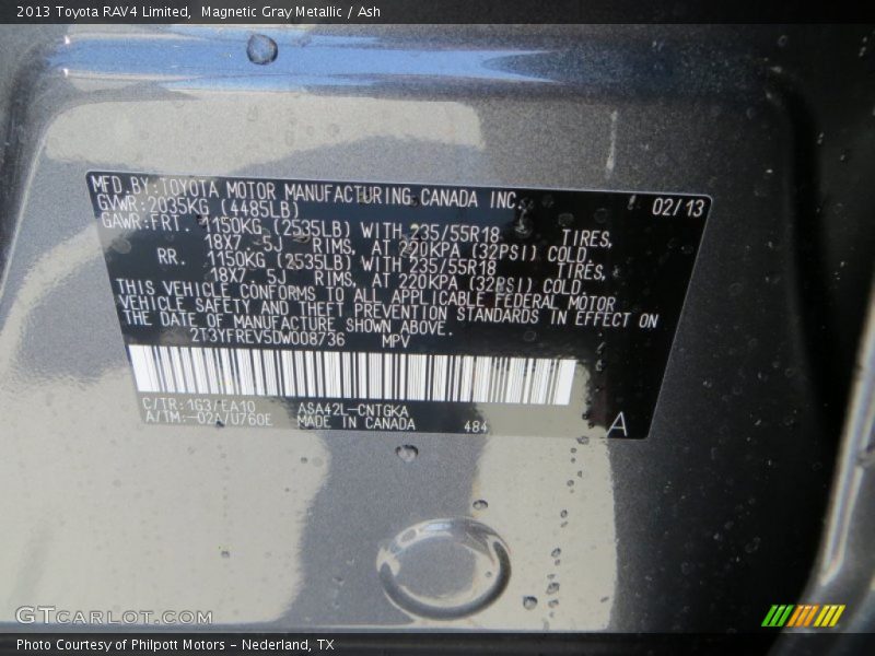 Magnetic Gray Metallic / Ash 2013 Toyota RAV4 Limited