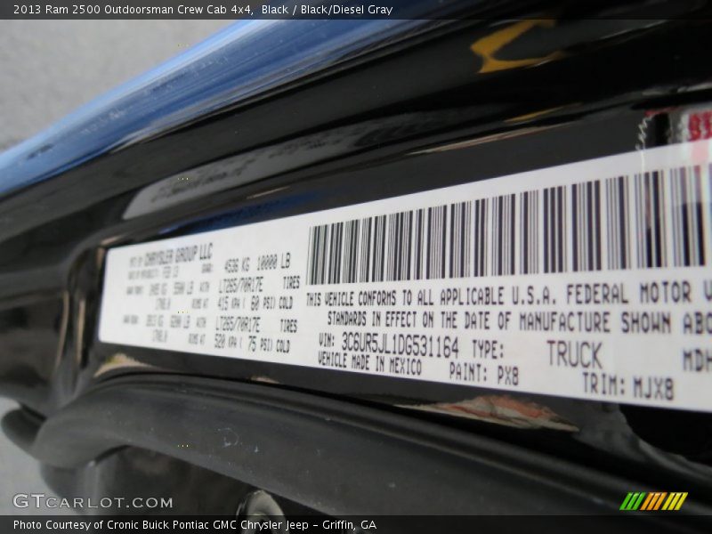 2013 2500 Outdoorsman Crew Cab 4x4 Black Color Code PX8