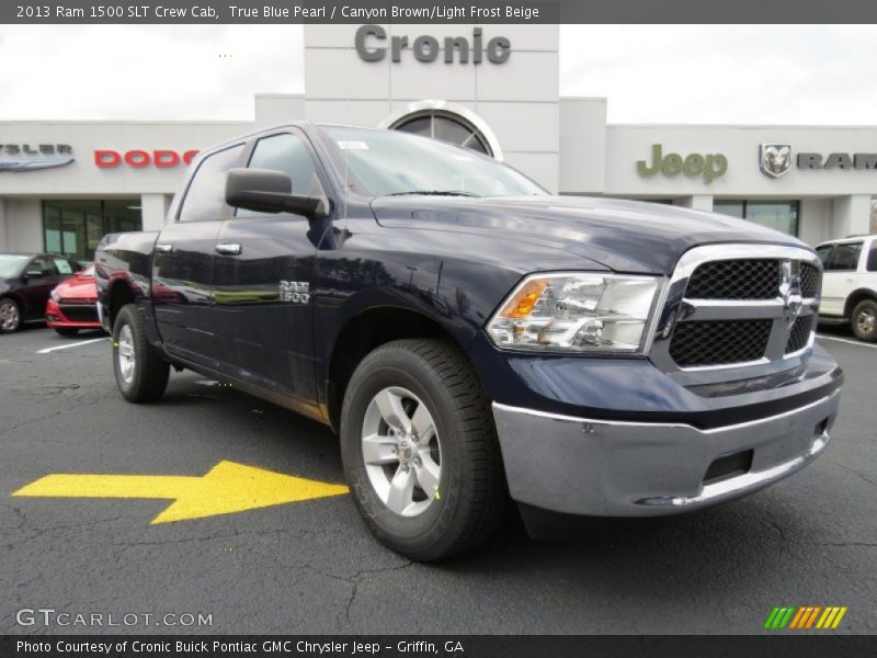 True Blue Pearl / Canyon Brown/Light Frost Beige 2013 Ram 1500 SLT Crew Cab