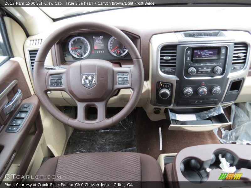 True Blue Pearl / Canyon Brown/Light Frost Beige 2013 Ram 1500 SLT Crew Cab