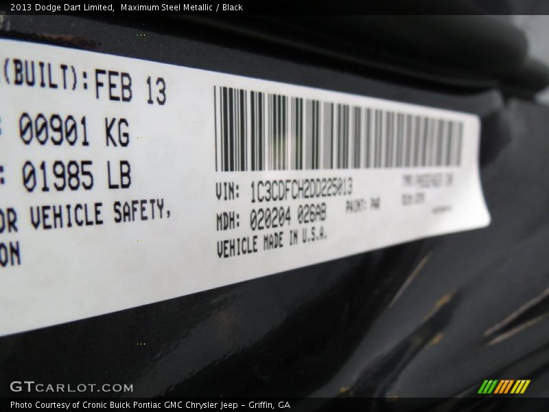 Maximum Steel Metallic / Black 2013 Dodge Dart Limited