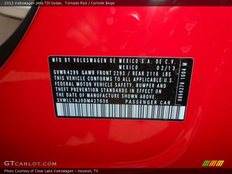Tornado Red / Cornsilk Beige 2013 Volkswagen Jetta TDI Sedan