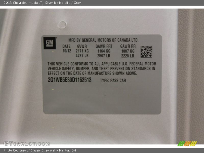 Silver Ice Metallic / Gray 2013 Chevrolet Impala LT