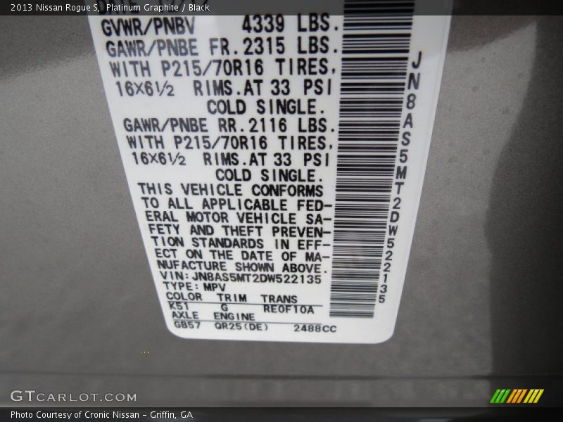 Platinum Graphite / Black 2013 Nissan Rogue S