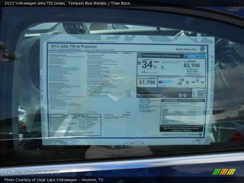 Tempest Blue Metallic / Titan Black 2013 Volkswagen Jetta TDI Sedan