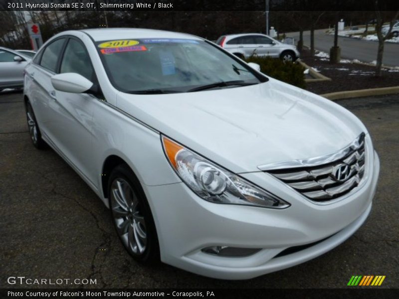 Shimmering White / Black 2011 Hyundai Sonata SE 2.0T