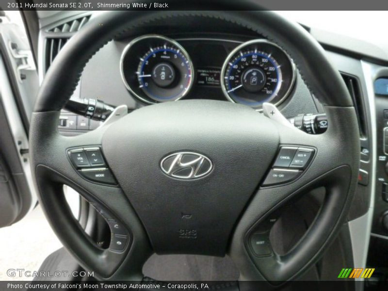 Shimmering White / Black 2011 Hyundai Sonata SE 2.0T