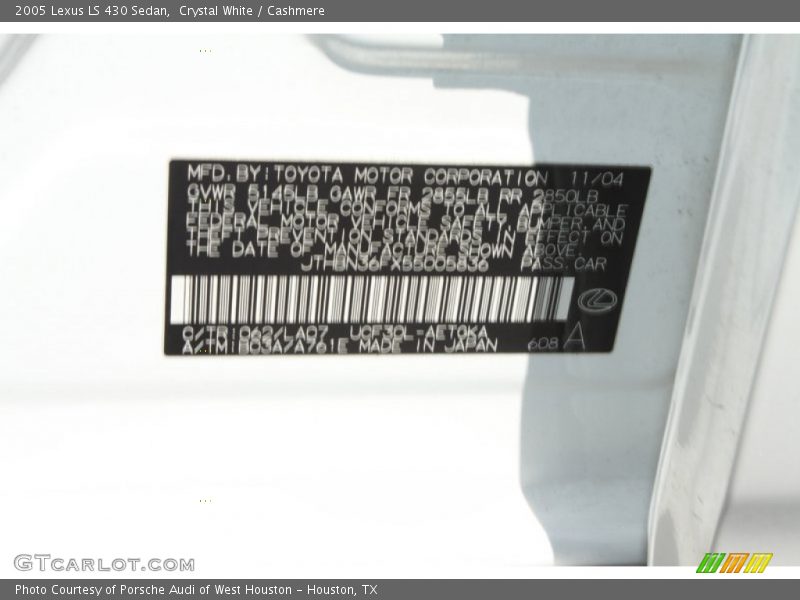 Crystal White / Cashmere 2005 Lexus LS 430 Sedan