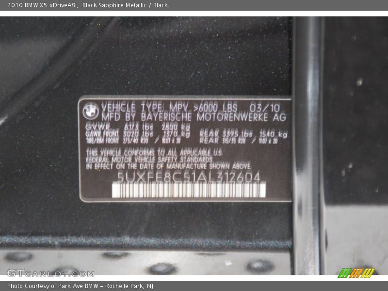 Black Sapphire Metallic / Black 2010 BMW X5 xDrive48i